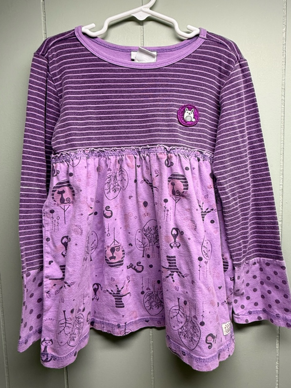 Vtg Naartjie Purple Striped & Printed Long Sleeve Tunic Top